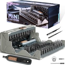 Electric Precision Screwdriver Set. 180 in 1 Cordless Screwdriver. 3 Torque Settings with 160 Magnetic Precision Bits for Computer. Laptop. iPhone. PS5. Xbox. Watch. Jewelry. Eyeglasses