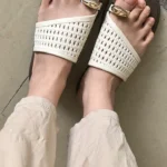 Thin, relaxed style, one-strap woven flip-flops for women, perfect for summer, non-slip, flat, and suitable for vacations and beaches. photo review