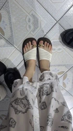 Thin, relaxed style, one-strap woven flip-flops for women, perfect for summer, non-slip, flat, and suitable for vacations and beaches. photo review