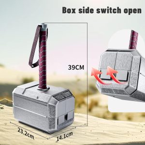 TOKKOT Thor Hammer Tool Box. Multifunctional Home Repair Tool Set Excellent Hand Tool Novelty Gift for Men as Halloween Prop Cosplay Hammer (Silver)