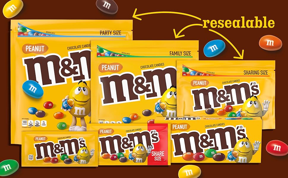 M&M'S Peanut Milk Chocolate Candy. Chocolate Candy Bulk. Party Size 38 oz Bag (Pack of 2)