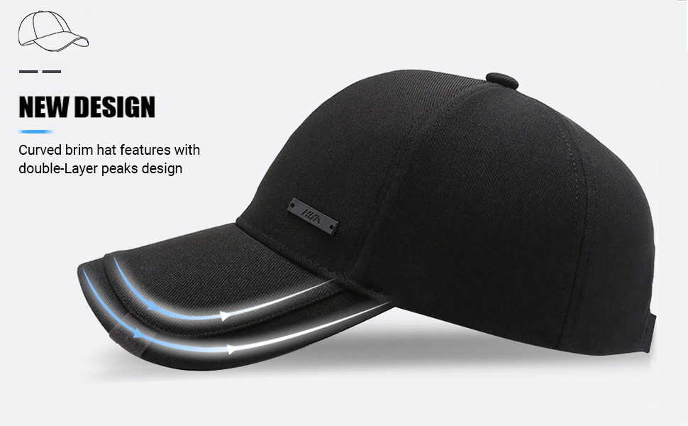 Vintage Cotton Dad Hat with Double Layer Peaks  Baseball Cap Trendy Trucker Hat for Mens Headwear