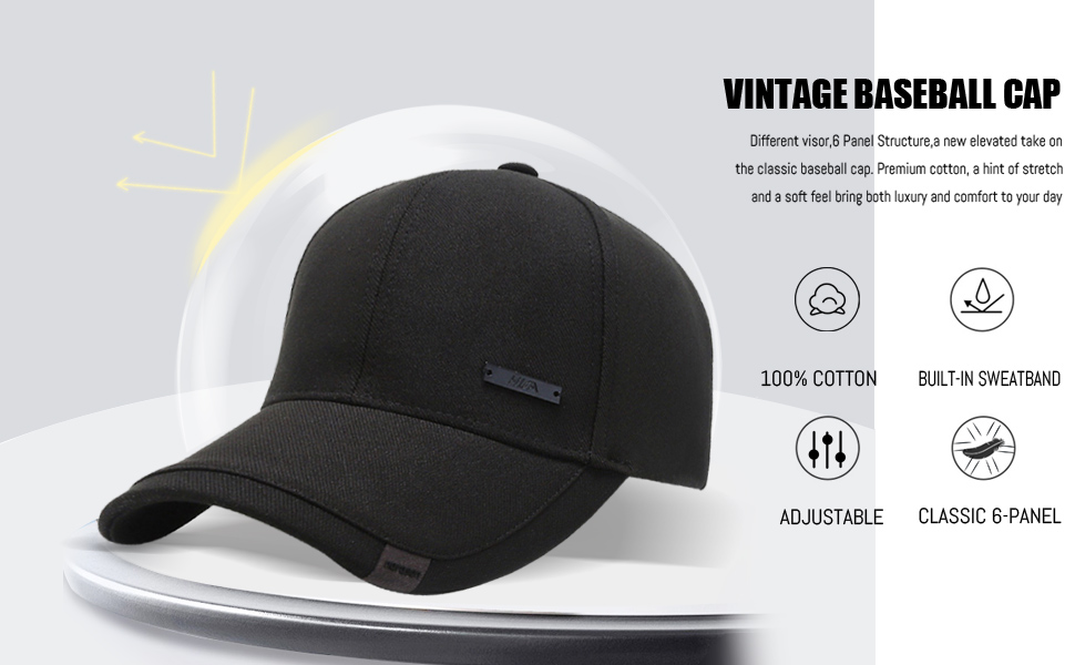 Vintage Cotton Dad Hat with Double Layer Peaks  Baseball Cap Trendy Trucker Hat for Mens Headwear