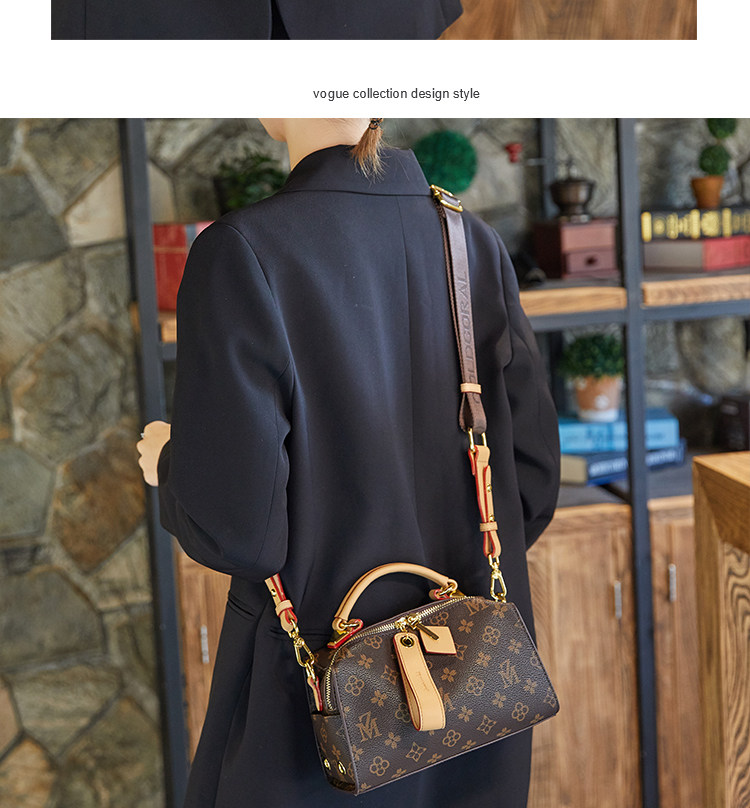 Hong Kong brand genuine leather handbag for women, 2026 summer new style, versatile Boston bag, fashionable shoulder/crossbody bag.